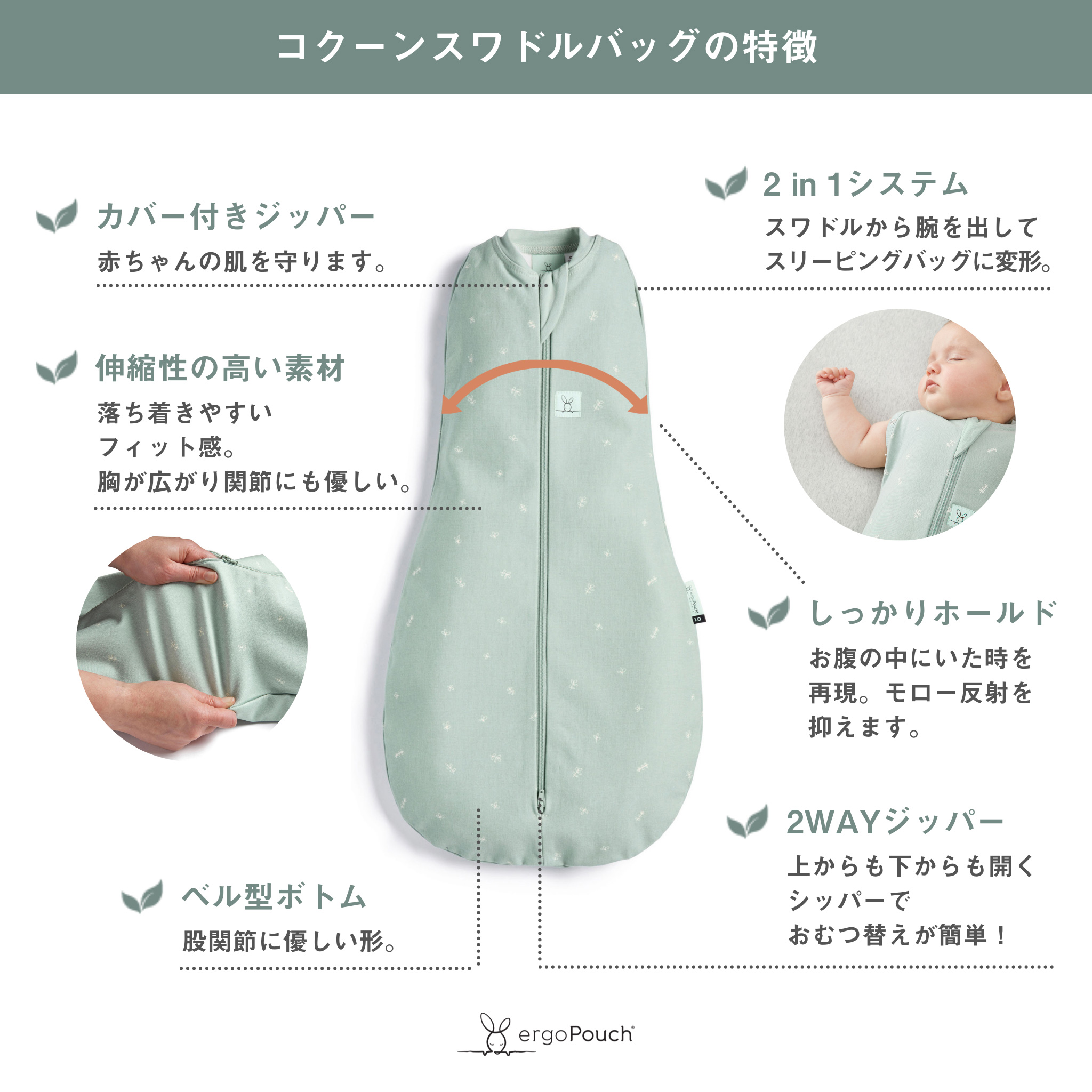 コクーンスワドルバッグの特徴